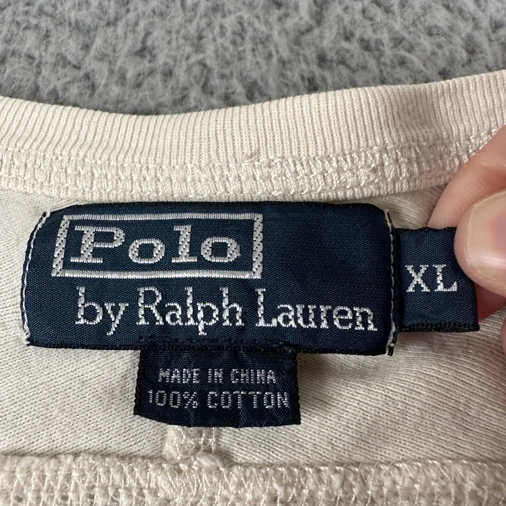 Vtg Polo By Ralph Lauren Shirt Mens XL(M Fits) White Thermal Waffle Knit Logo